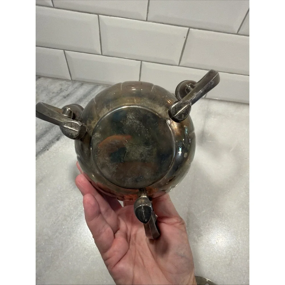 Leonard Silver plate 3 Candle Holder Lotus Vase With Original Frog Vintage 1970s